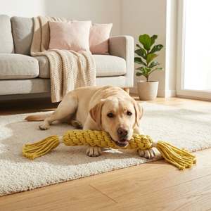 Jouet à mâcher pour animaux de compagnie en corde jaune géante, jouet amusant et durable pour votre ami à fourrure - Product Image 2