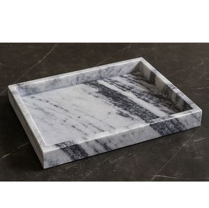 ถาดหินอ่อนสีดำพร้อมตัวหมุนถาดเสิร์ฟของตกแต่งหรูหราสำหรับขนมขบเคี้ยวหรือของตกแต่งห้องครัวในบ้านที่ทันสมัย - Product Image 6