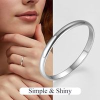 Gümüş Band yüzükler kadınlar için kızlar basit nişan düğün Band boyutu 4 ila 12 genişlik 2mm/3mm/5mm hediye kutusu ile