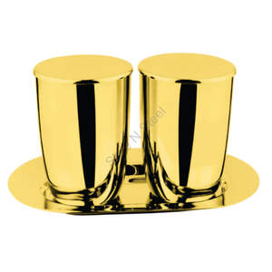 Acier inoxydable premium Verre doré 2 pièces de haute qualité avec un couvercle en acier inoxydable et un plateau en acier inoxydable Couleur CLASSIC Design élégant - Product Image 2