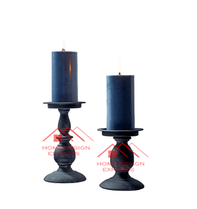 Pièce centrale de table pour hôtel à la maison Bougeoir en bois à bas prix Bougeoir en bois fini de couleur noire - Product Image 1