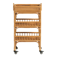 Nouveau chariot de rangement 3-en-1 en rotin à 3 niveaux, écologique et durable, pour salles de bain d'hôtels/motels, avec plateau à serviettes et outils de nettoyage