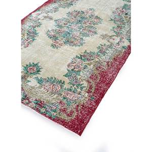 Tapis en laine noué à la main vintage grande surface Pae-2008, motif floral rouge-orange, pour salon, couloir, chambre d'adolescent, rectangulaire - Product Image 2