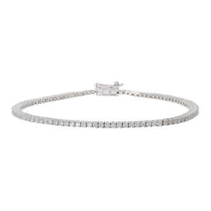 14K Yellow Gold Classic Tennis <b>Bracelet</b> 2.00 Carat Natural Brilliant Cut <b>Diamonds</b> Prong Setting Rhodium Plated Box Clasp - Product Image 4