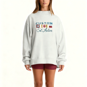 Sudadera de Cuello Alto de Algodón Suave para Mujer con Logotipo Personalizado, Ropa de Calle de Invierno, Sudadera Holgada de Felpa Bordada - Product Image 1