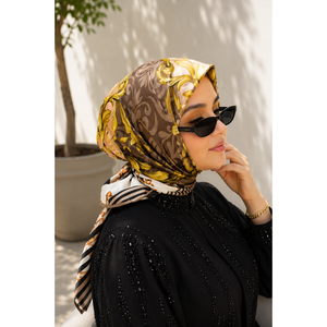 Écharpe longue vintage en satin de soie avec motif de designer personnalisé, imprimé numérique, motif à pois et imprimé tropical personnalisés, série Mink personnalisée - Product Image 1