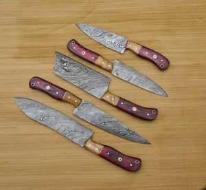 Couteaux de cuisine professionnels de marque personnalisée, 67 couches d'acier damas inoxydable, ensemble de 5 couteaux Kiritsuke Santoku tranchants - Product Image 5
