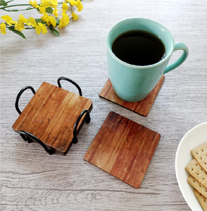 Posavasos Reutilizables Ecológicos de Madera de Acacia Natural, 4 Piezas, Forma y Diseño Personalizables - Product Image 4