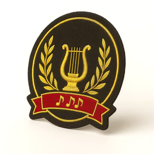 Handmade Custom Gold Wire Crest Elegant Bullion Embroidered Eco-Friendly Nickel-Free Badge for Choir Music Societies Safety-<b>Pin</b> - Product Image 2