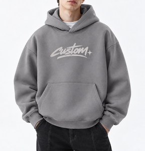 Custom Men Cotton 500gsm Heavyweight Fleece Cropped Full Zip Up Oversized Hoodie Double Slider Zipper OEM ODM - Product Image 6