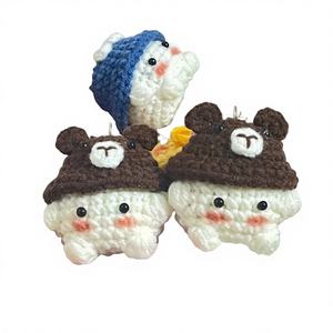 Porte-clés tissé personnalisé en forme de dessin animé avec cœur en acier inoxydable changeant de couleur, motif animal en laine, idéal pour cadeau promotionnel d'anniversaire - Product Image 1