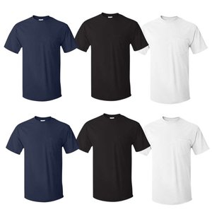 เสื้อยืดคอกลมสำหรับผู้ชายผู้หญิงเสื้อยืดผ้าฝ้ายสีพื้นแขนสั้นระบายอากาศได้สีขาวดำ - Product Image 4