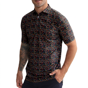 Polo à manches courtes pour homme, bleu, imprimé, décontracté, tissé, respirant, design imprimé numérique - Product Image 5