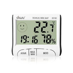Termómetro Higrómetro Digital para Interiores Diwu DC102 con Pantalla LED LCD y Reloj - Product Image 2