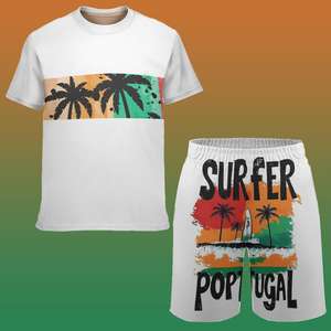 Ensemble short à manches courtes pour hommes imprimé palmier Miami vacances Style T-Shirt Shorts bord de mer surf sport plage costume deux pièces - Product Image 6