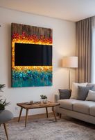 Décorations murales paysagères en résine époxy de luxe, en bois, faites à la main, durables, modernes, naturelles, imperméables, avec éclairage LED, design personnalisable