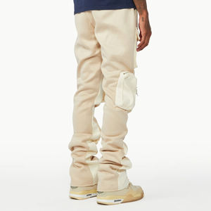 Pantalon de survêtement en polaire évasé taille haute décontracté pour hommes avec poches droites coupe ample jambe large cordon de serrage élastique tissage non tissé - Product Image 5