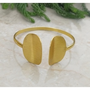 Handmade Classic Gold Plated Brass Cuff Bracelets Geometric Shape Patterned <b>Bangles</b> - Product Image 5