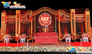 Luxury <b>Gold</b> Metal Wedding <b>Backdrop</b> Gate Anniversary Stage Decor Metal Gate Frame Glorious Wedding Stage Decor Metal Panels - Product Image 5
