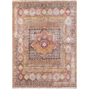 พรมขนสัตว์อัฟกันถักมือสีแดงส้มสไตล์คลาสสิก Erbe รุ่น AKWL-3090 ลายเมดัลเลียนแบบทอแบนขนาดใหญ่ สำหรับตกแต่งบ้าน ห้องนั่งเล่นวัยรุ่น - Product Image 1