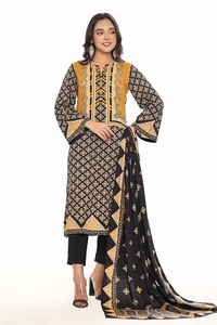 Mejor diseño de lino sin costuras Shalwar Kameez para damas Casual Impresión digital Trajes Karandi de mujer con color personalizado al por mayor - Product Image 6