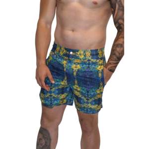 Luke Maillot de bain long imprimé paon et short de bain pour homme - Product Image 1