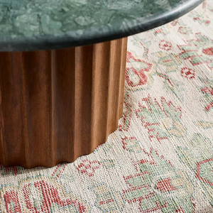 Table basse en marbre avec base en bois de manguier, finition naturelle - Product Image 2