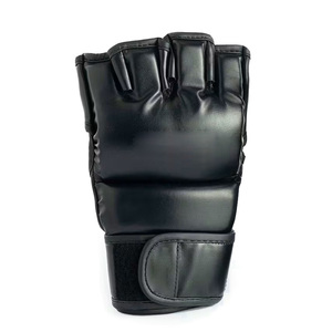 OEM Custom Logo Half Finger MMA Fighting <b>Gloves</b> Durable PU Leather <b>Moisture</b> Wicking Hook Loop Closure Training for Martial Arts - Product Image 2