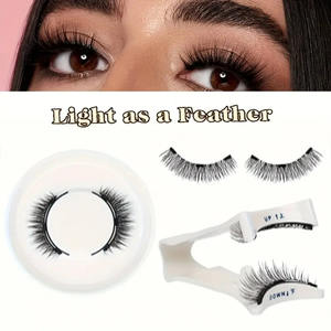 <b>Reusable</b> Magnetic <b>Eyelashes</b>- Waterproof, Natural& Voluminous, Glue-Free 3D False Lash Set with White Clips - Product Image 4