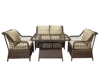 SILLATEK Ensemble de salon de jardin 4 pièces en fer forgé, style turc moderne, durable, confortable, portable, haute qualité pour l'extérieur
