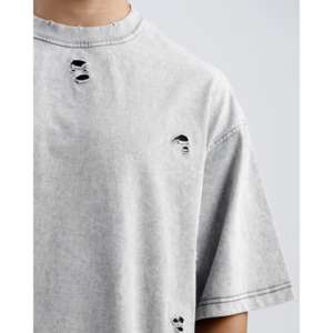 Tissu en jersey 100 % coton, délavé et vieilli, respirant, infroissable, avec motifs de lettres logo, style ajusté, 180g 240g 300g - Product Image 1