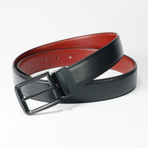Ceinture à boucle ardillon OEM ODM avec logo personnalisé Ceintures en cuir de vachette véritable pour hommes Ceinture de tenue d'affaires réversible double face rotative - Product Image 4