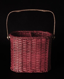 Pink Eco-Friendly Circle Shape Two-Compartment Natural Rattan Storage <b>Basket</b> - Product Image 2