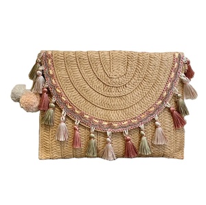 Bolso de mano de paja trenzado de moda, multicolor, elegante, para playa, personalizado, para mujer, al por mayor - Product Image 1