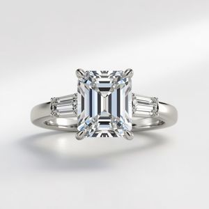 Bague de fiançailles en or 14 carats avec diamant taille baguette, plaquée rhodium, pour mariage, fête, bijoux fins modernes, haute qualité, fabrication sur mesure OEM Thaïlande - Product Image 2