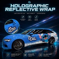 Film vinyle réfléchissant pour voiture, effet holographique, graphisme personnalisé, autocollant publicitaire pour véhicule, adhésif PET