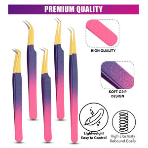 Ladies Custom Logo Pink Fiber Tip Volume Lash Tweezers Instrument de beauté en acier inoxydable pour faux cils - Product Image 6