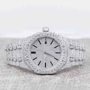 Luxury Quartz <b>Men's</b> Women's Iced Moissanite <b>Watch</b> VVS Analog <b>Waterproof</b> Stainless Steel 5mm Case Thickness - Product Image 1
