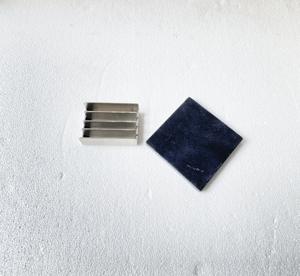 Premium Classic <b>Black</b> Marble Square Shape <b>Coasters</b> Set 4 Metal Stand Thermal Insulation Home Office Table Decor Kitchenware Use - Product Image 4