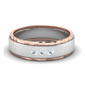 Modern Gold Silver Two-Tone <b>Couple</b> <b>Rings</b> Original Timeless Bond 3 Moissanite Lab Grown Natural CVD Diamonds for Him Her Weddings - Product Image 2