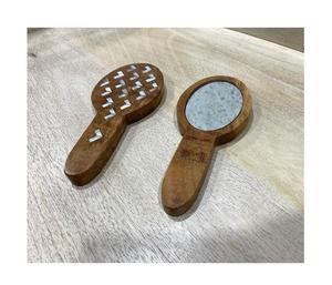 Ensemble de couverts de service en bois d'acacia vintage écologique de qualité supérieure, design optimal, pour salade et beurre, fabrication indienne - Product Image 3