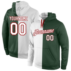 Sudadera con capucha personalizada cosida verde blanco-rojo Split moda deportes pulóver - Product Image 1