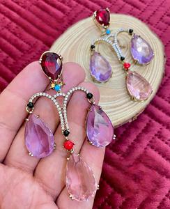 Superbe qualité or polonais Zircon boucles d'oreilles moderne porter fête mariage fonction porter Collection pour les femmes et les filles - Product Image 2