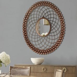 Espejo de pared decorativo con marco de Metal, decoración para el hogar, gran belleza, alambre y forma de anillo colgante, Color cobre - Product Image 2