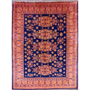 Tapis de Peshawar et de Khotan noué à la main, unique en son genre, 9'6 x 7'7 Pes_Kho_280 - Product Image 1