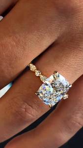 Lab Grown Radiant Cut Diamond Engagement Ring 18K <b>Solid</b> Gold IGI Certificate Luxury Halo Pave Design Exclusive Gift Ring for - Product Image 4