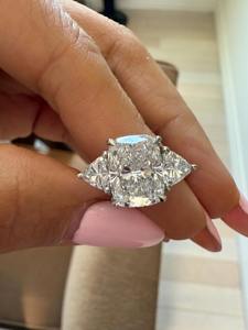 แหวนแต่งงานแต่งงานชุบทองรับรองว่าหรูหรา4กะรัตเบาะยาวตัดห้องแล็บเพชรที่ปลูกโดยใช้ความชัดเจน VVS - Product Image 5