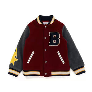 Custom Vintage Letter Printed Baseball Jacket Sleeve Flocked Letter Embroidered <b>Wool</b> Men's Varsity Jacket 2025 - Product Image 5