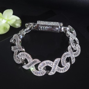 15mm Baguette Cut Colorless Moissanite Diamond Iced Out Hip Hop <b>Infinity</b> <b>Bracelet</b> In 925 Silver Luxury Bling Jewelry Manufacture - Product Image 5