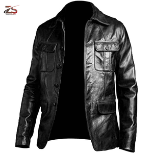 Chaqueta de cuero real personalizada de marca negra para hombre a la moda, chaquetas de cuero a precio de fábrica, chaqueta de cuero de cordero pakistaní al por mayor, - Product Image 1